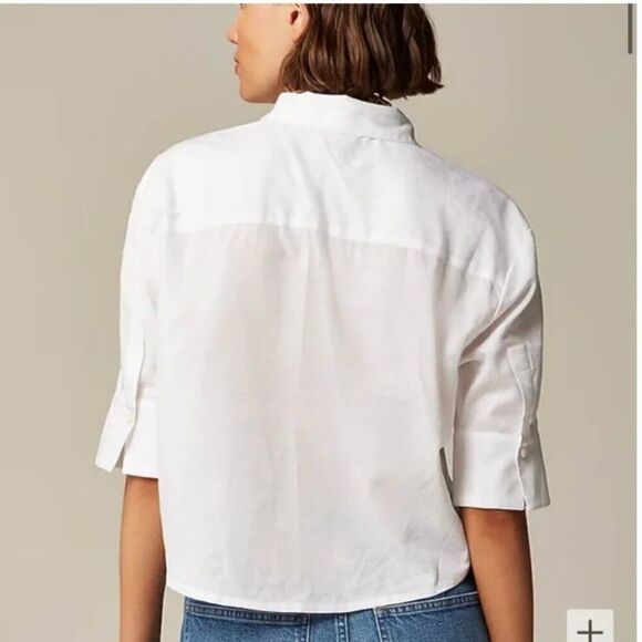 J. Crew CD024 white Herringbone Twill Button-up Shirt For Women size 6 NWT - Picture 2 of 3